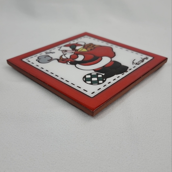 Cleo Teissedre Hand Painted Ceramic Tile - Santa - Picture 10 of 11